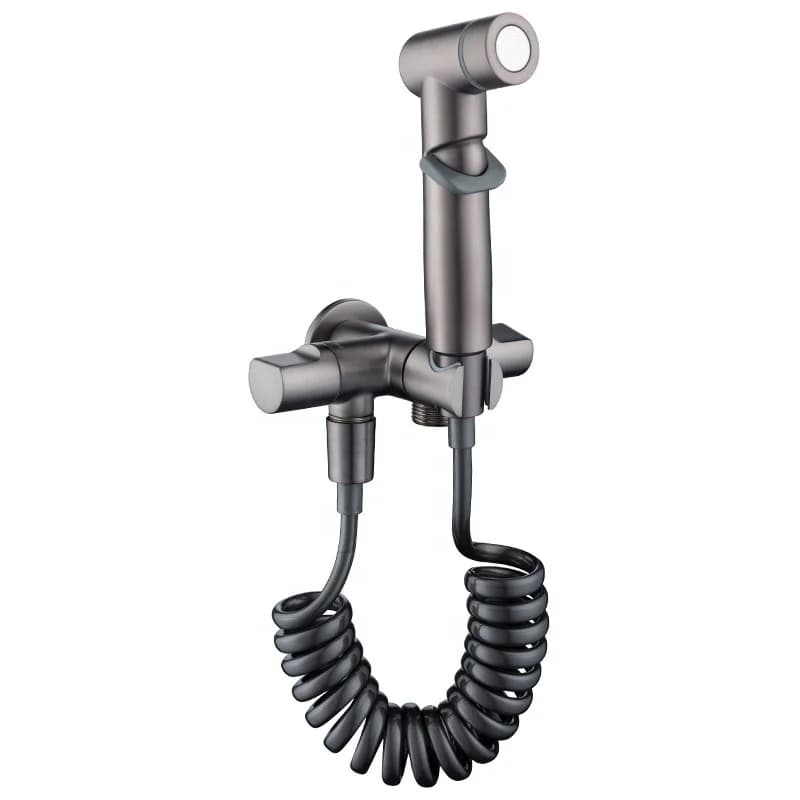 Toilet Cleaning Spray Gun,Gun Gray Copper Smart Multi-Function Toilet Spray Gun Plastic Valve Core Blackened Modern Simple Desig