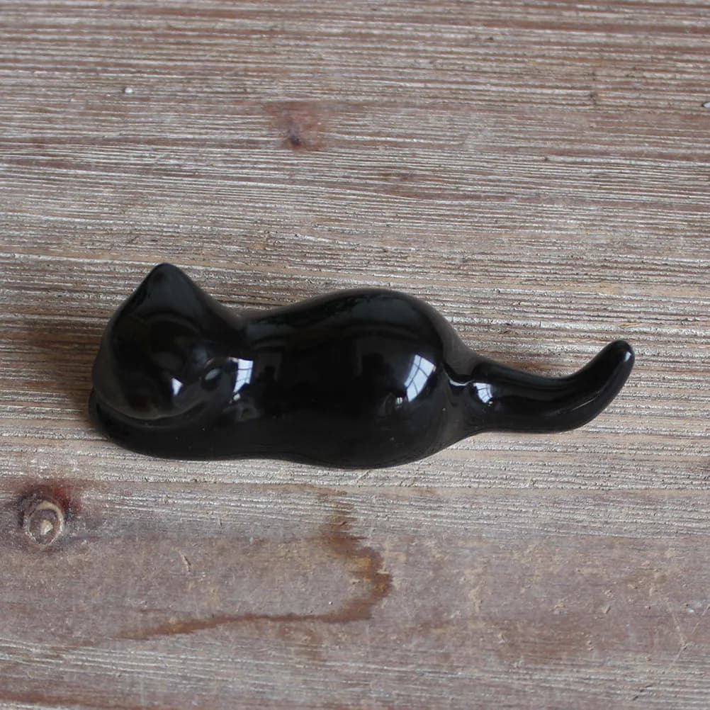 Set di 4 Poggiacoltelli in Ceramica a Forma di Gatto, Stile Giapponese, Decorazione per Tavola da Pranzo