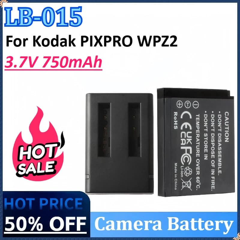 LB-015 LB015 3.7V 750mAh Battery 2-Channel USB Type-C Charger Action Camera Battery for Kodak PIXPRO WPZ2 Rechargeable Battery