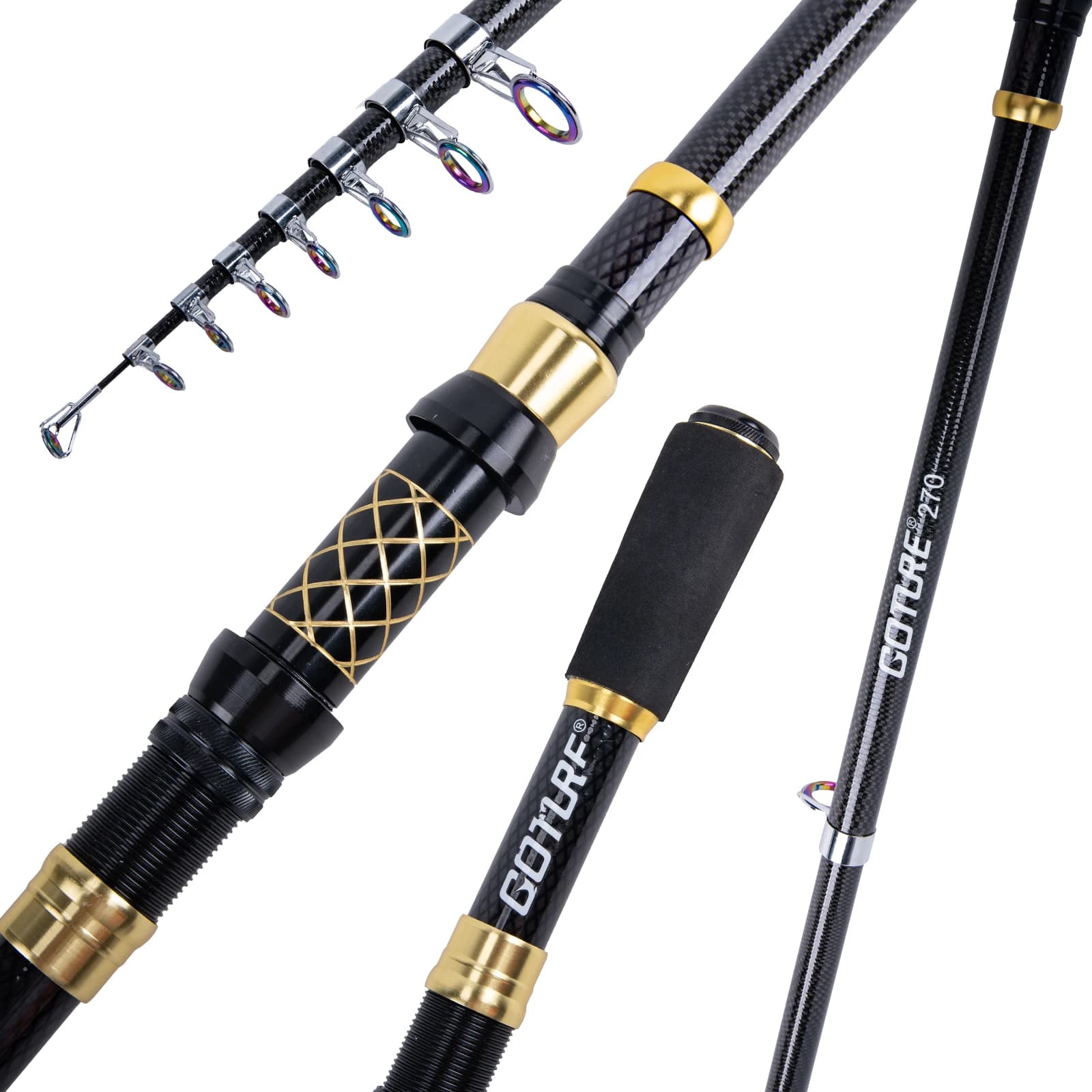 Canna da Pesca Goture Leggera Telescopica con Manico in EVA, Attrezzatura da Pesca in Carbonio con Cappuccio Protettivo