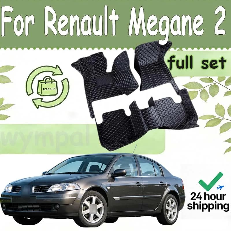 Tappetini per auto automobilistici personalizzati per Renault Megane 2 2003 2004 2005 2006 Auto Luxury Leather Uomo Donna Tappetini per auto Copertura completa