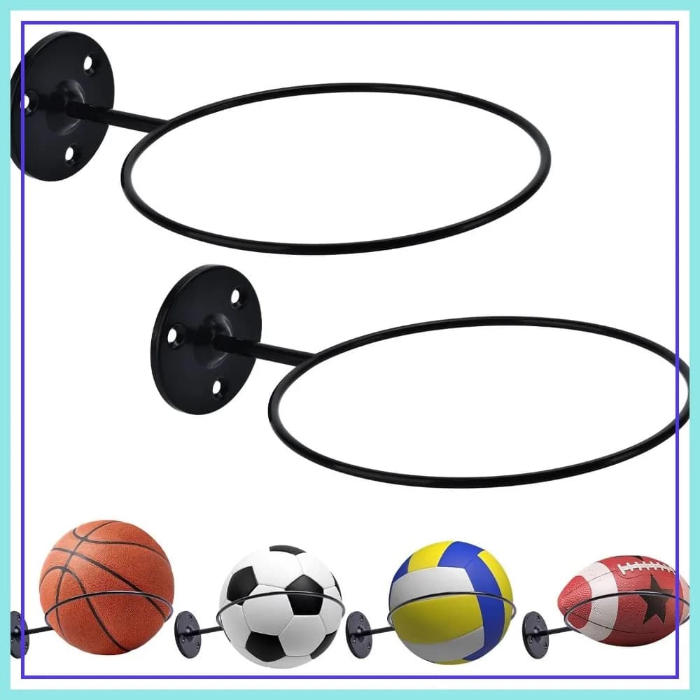 Supporto da parete per palloni da basket, calcio, pallavolo - Supporto in metallo da 7 pollici di diametro, confezione da 2