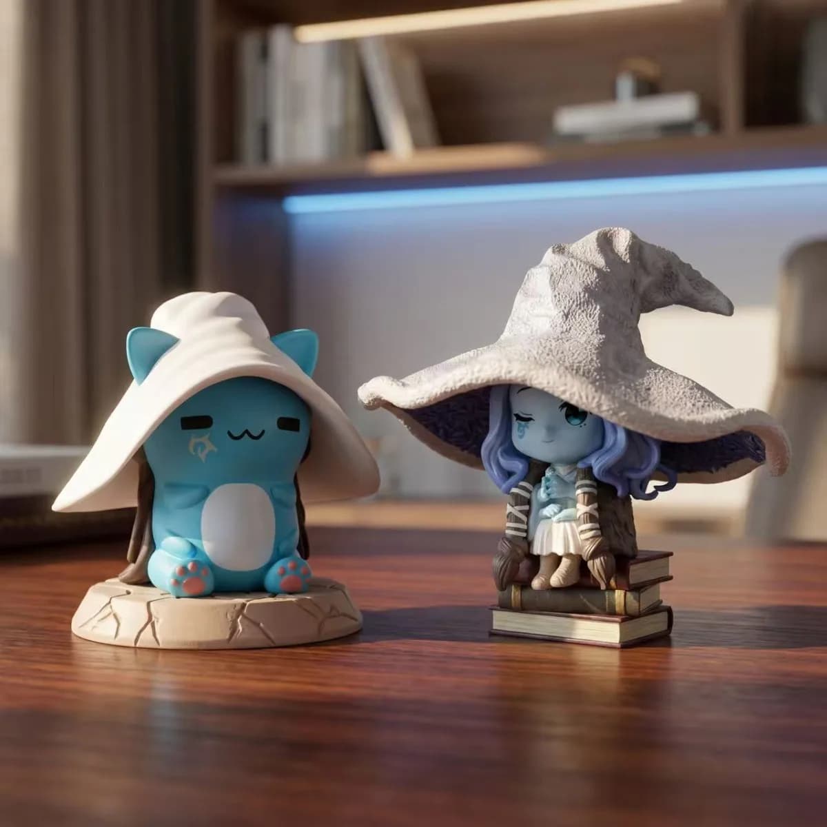 Statuetta Chibi di Ranni da 3,5 Pollici (9cm) di Elden Ring, Coppia di Gatti Bugcat Capoo, Mini Statua Cosplay, Decorazione da Scrivania, Giocattolo da Collezione Anime, Regalo