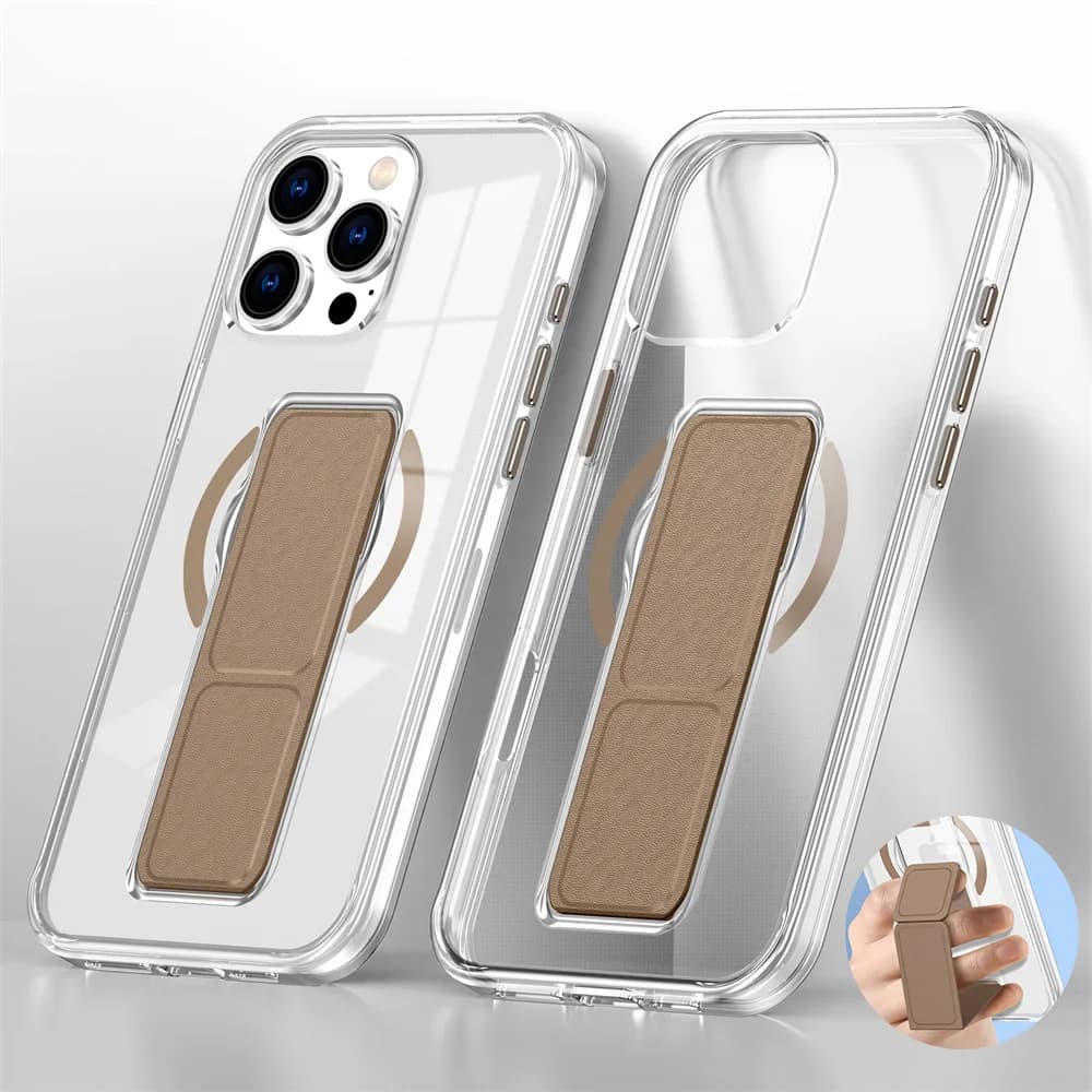 Custodia per telefono magnetica con supporto per braccialetto pieghevole di lusso per iPhone 17 15 16 Plus 14 13 12 Pro Max Cover posteriore protettiva antiurto