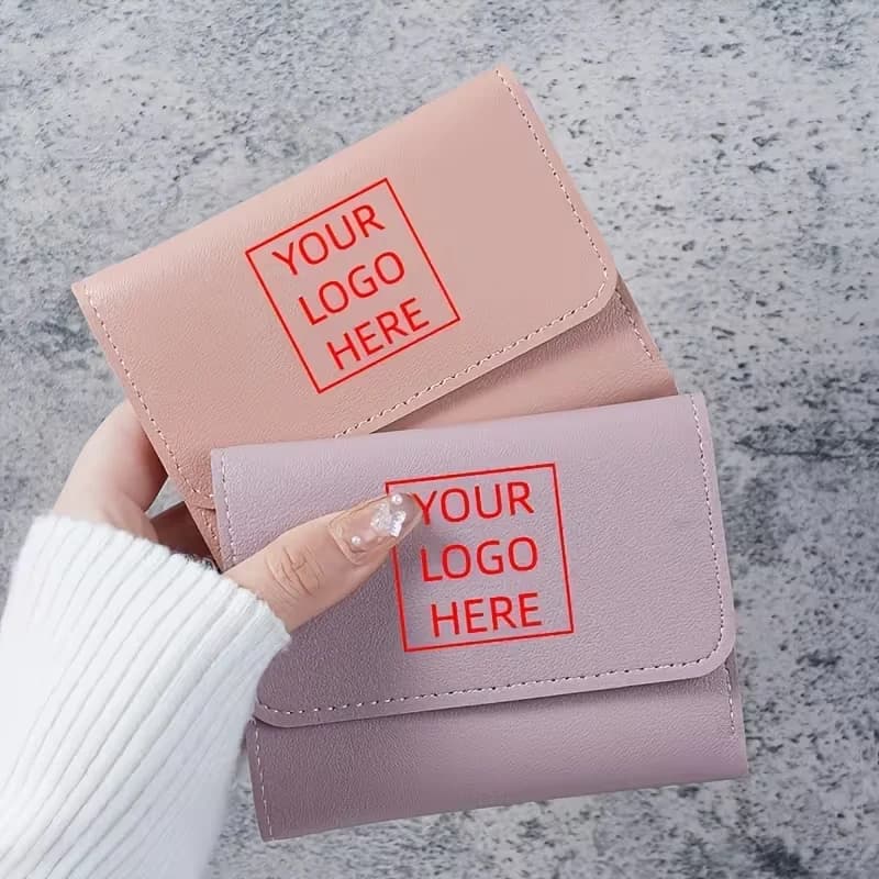 1Pc Personalized Custom Name Short Wallet for Women, Customizable Logo with Printable Images, Text, Photos, Customized Corporate Promotional Gifts, Student Ticket Holder, Multifunctional Card Holder and Coin Purse, 70% off Thin Glossy Pu Leather Wallet