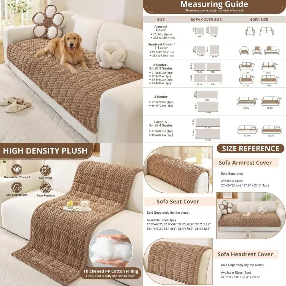 They cover Thick and Washable, Suitable for Dogs, Leather and Comable Sofa Protection, Sofa (35.4 x 82.7, Brown)