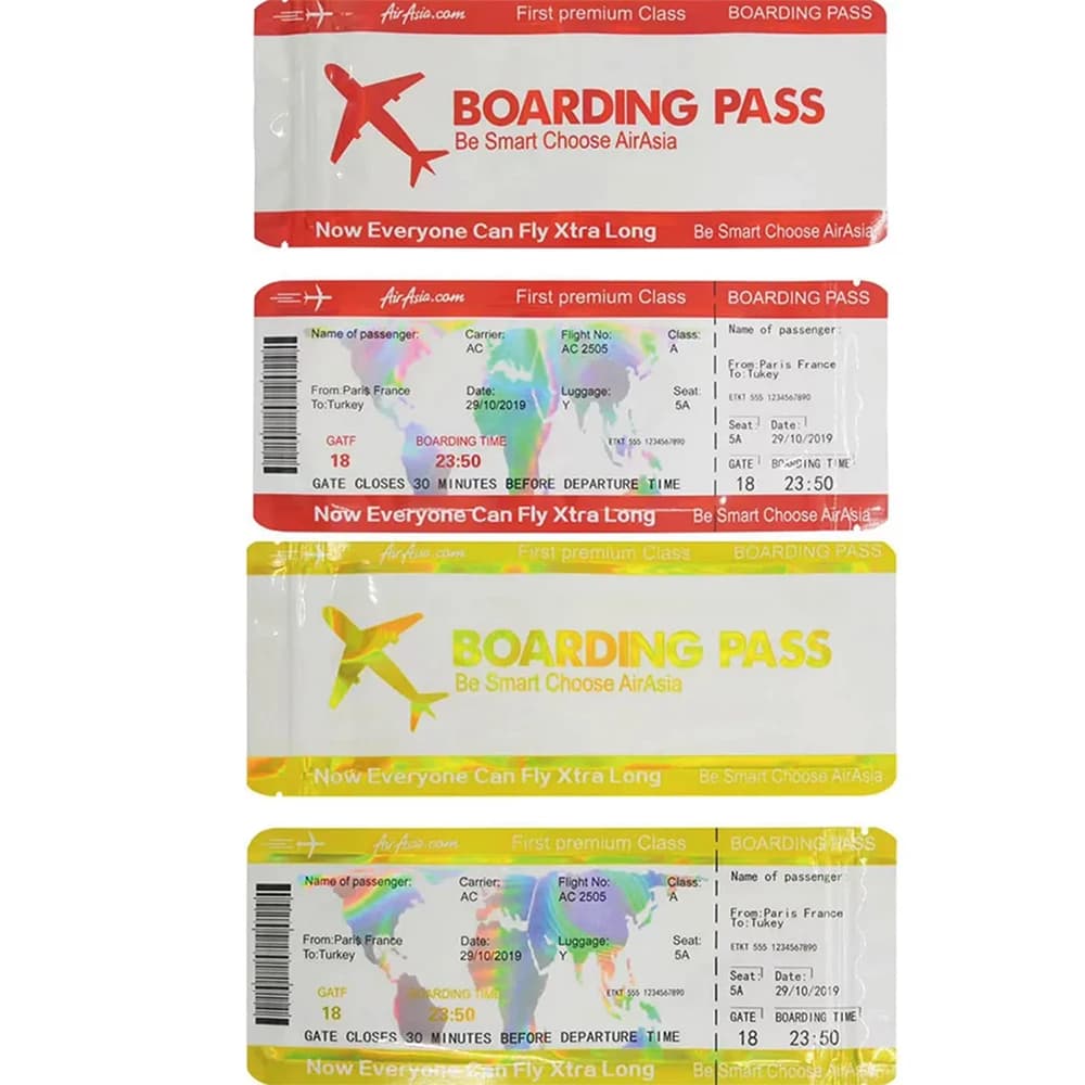 Bags in Mylar from 3.5 g in the form of holographic travel pass Hinge bag Laser sealed bag Self-sealing bags for freshness preservation