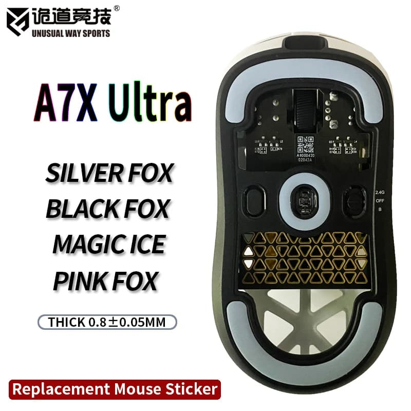InsolitoWaySports Mouse Pattini Piedi A7X Superficie ultra curvata PTFE Anti collasso Magic Ice Pink Black Silver Fox