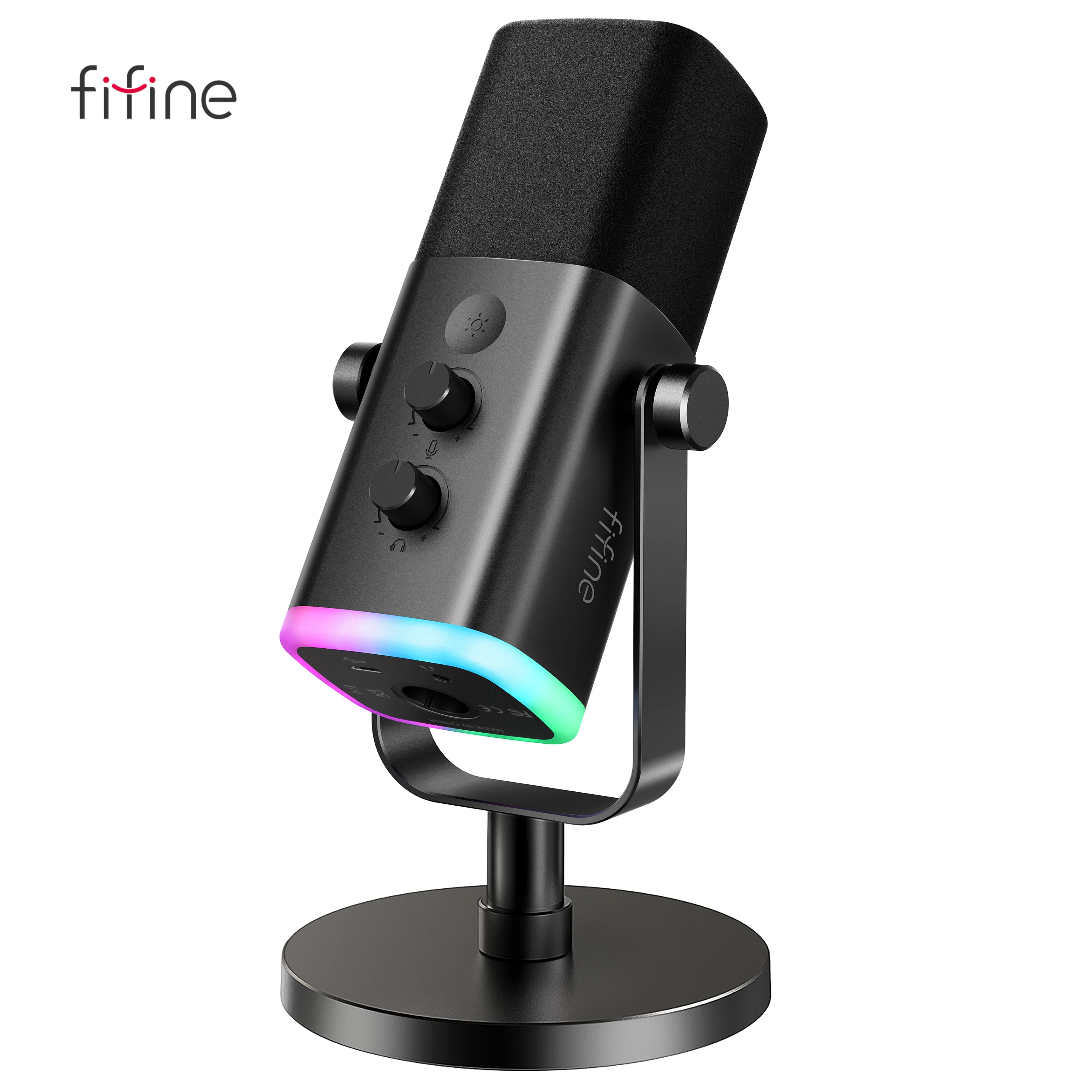 FIFINE Dynamic USB/XLR microphone with mute touch button, headphone jack, I/O controls, for PS5/4 PC mixer, Ampligame AM8 gaming microphone