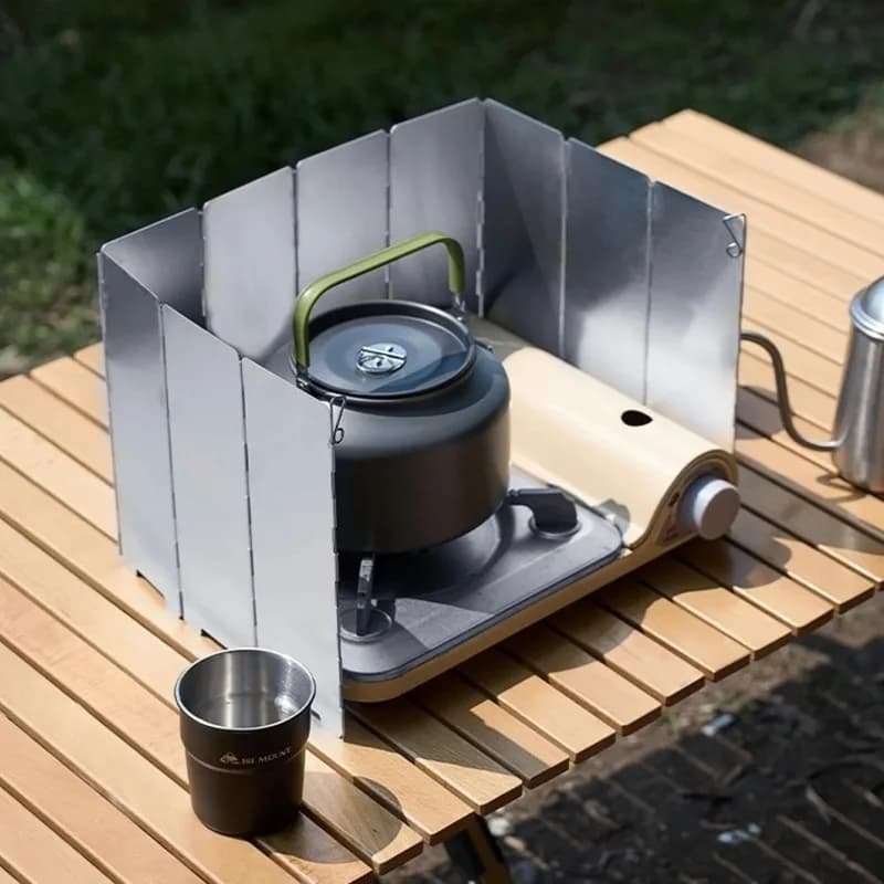 Foldable Stove Windshield Heat Reflector Windproof Screen Aluminum Alloy Camping Cooking Shield for Gas Burner Outdoor Picnic