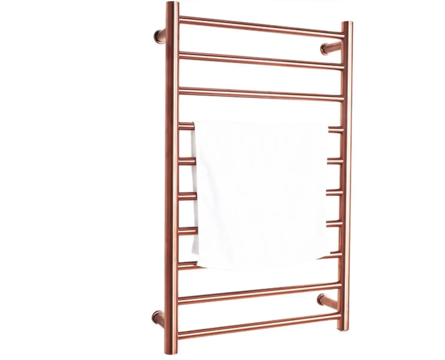 Porta asciugamani caldo da bagno in oro rosa con 10 barre riscaldate, scaletta elettrica montata a parete, scaldasalviette, radiatore, scaldasalviette