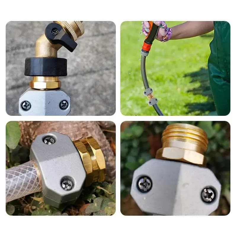 Kit di Riparazione per Tubi da Giardino da 58 a 34 Pollici, Set di Connettori Maschio e Femmina in Zinco e Alluminio per Attrezzi di Irrigazione Esterna