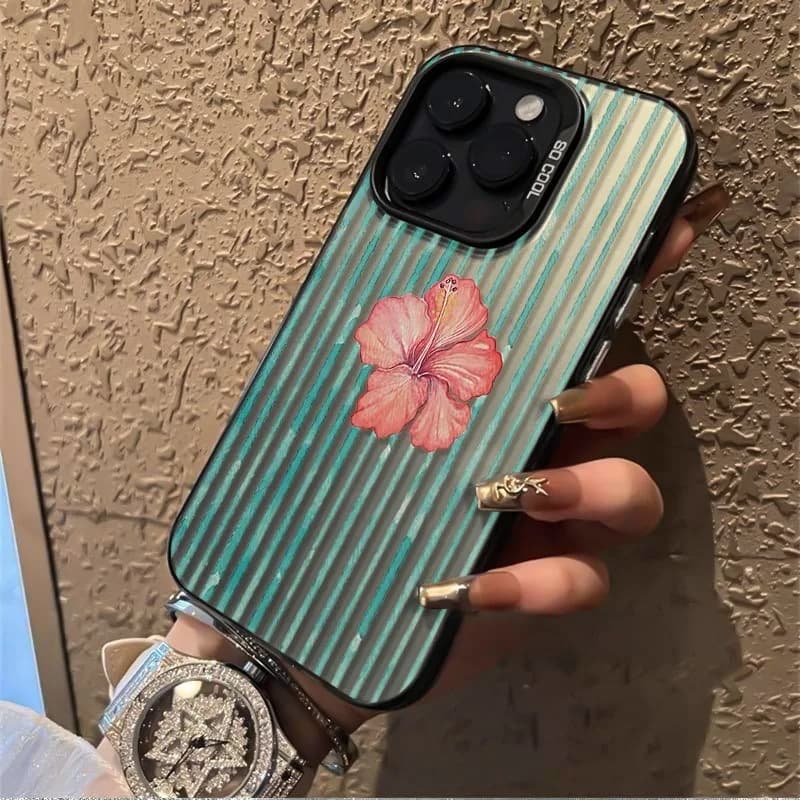 Stripe Flower Phone Case for IPhone 17 18 Pro Max 16 15 14 Plus 13 12 Mini 11 X XS XR 8 7 Hard TPU Shockproof Cover