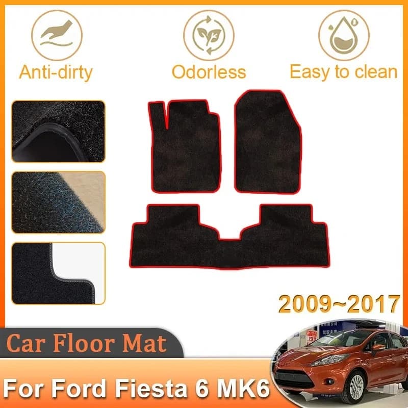 Tappetini auto Per Ford Fiesta 6 MK6 2009 ~ 2017 2010 2011 2012 2013 Pedane Tappeti Copertura Tappeti Pannello Rilievo Del Piede Accessori Auto