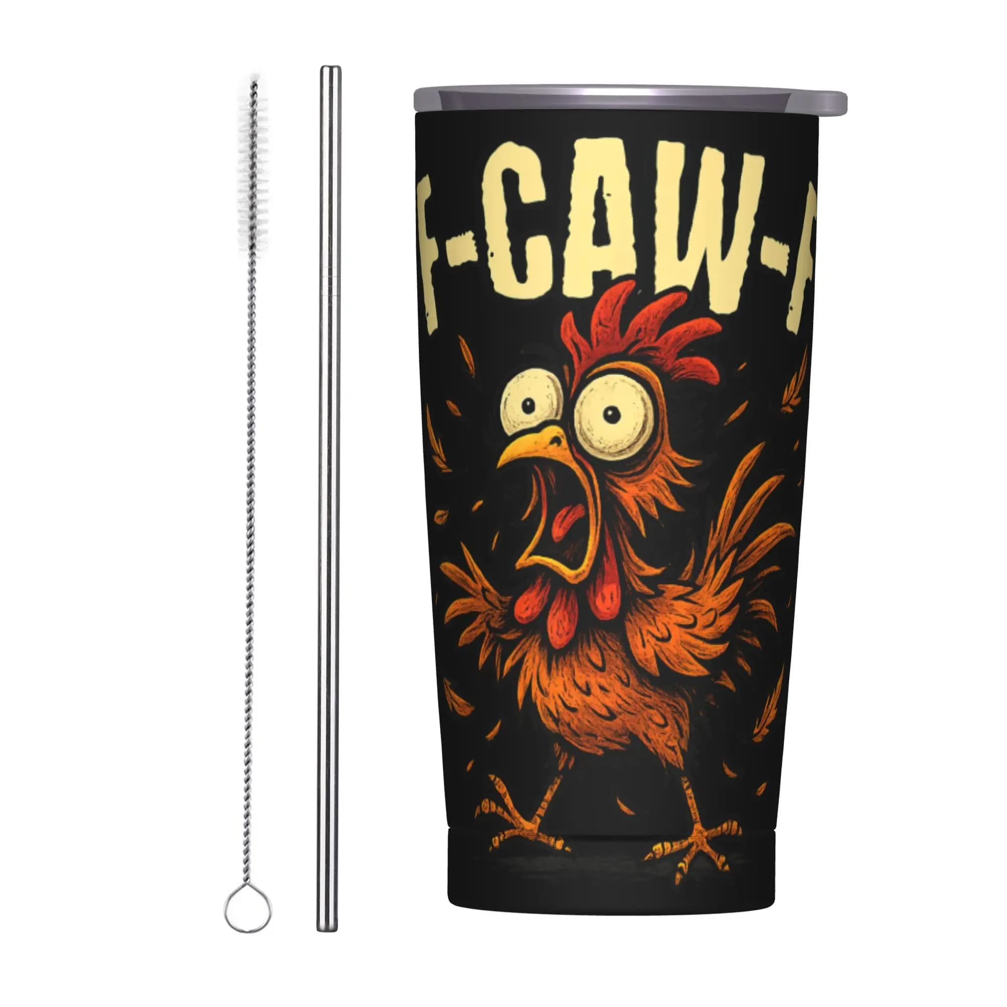 F-Caw-F Chicken FCAWF Tumbler Vacuum Insulated Thermal Mug 20oz Double Wall Spill Proof Tags Mugs With Lid Straw Bottle Cups