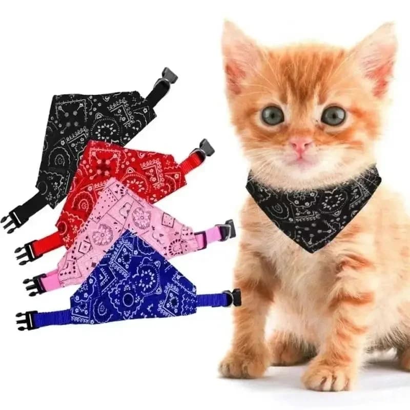 Universal Pet Bandana Collar – Soft Cotton Triangle Saliva Bib Scarf, Cute Necktie for Puppy Kitten, Adjustable Size for Small D