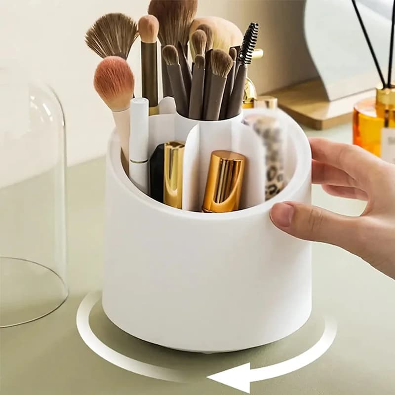 1 PC 360 ° Soluzione portaoggetti cosmetica per organizer per trucco rotante per scrivania Vanity Dimensioni compatte in plastica trasparente