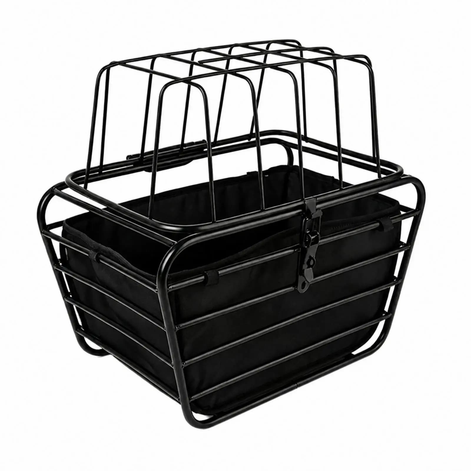 Rear Bicycle Pet Basket Carrier for Dogs and Puppies Steel Frame Foldable Dog Transport Basket with Binding Strap for Outdoor