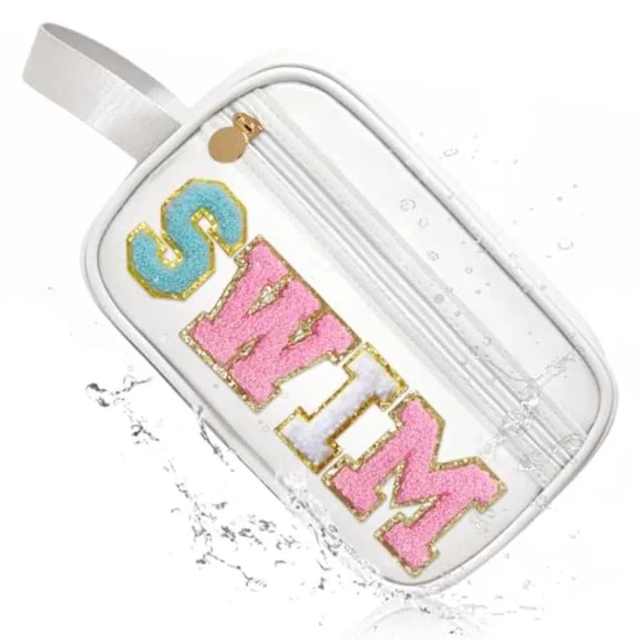 Clear SWIM Bag Waterproof Valentines Grab Bag Gifts for Women Teen Girls Swimmer Team Coach, Swimming Pool Accessories Organize