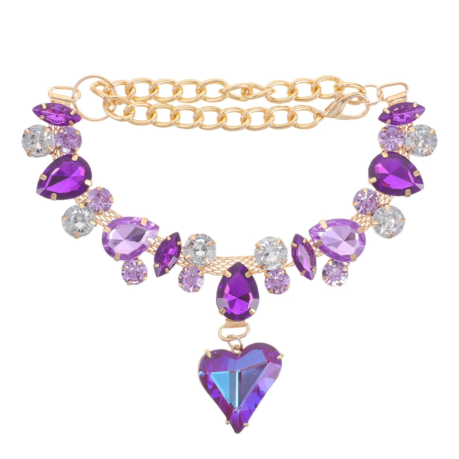 Pet Heart Collar Adjustable Crystal Rhinestone Necklace Pendant Bling Dog Cat Wedding Puppy Kitten Jewelry Dog Hearts Necklace