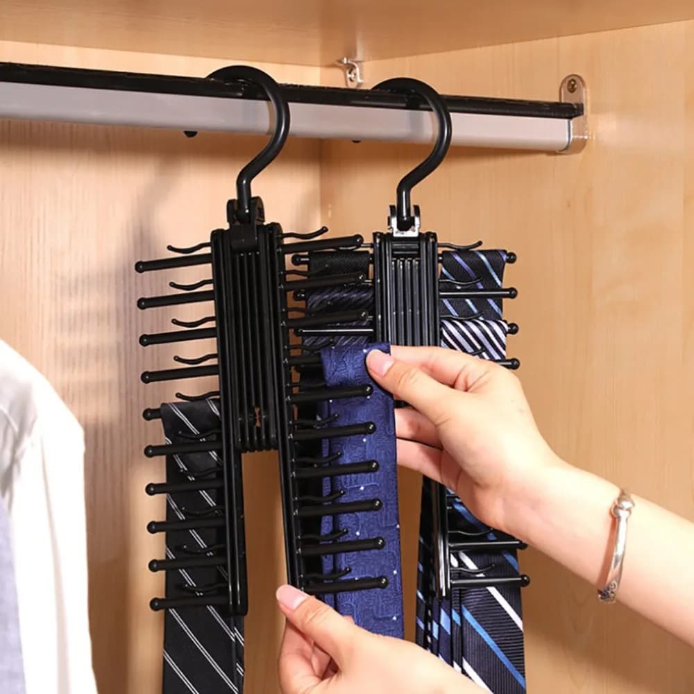 Robust 20 File Plastic Tie Holder, Multifunctional Scratch Holder, Space Saving, Scarves Hanger, Daily Use