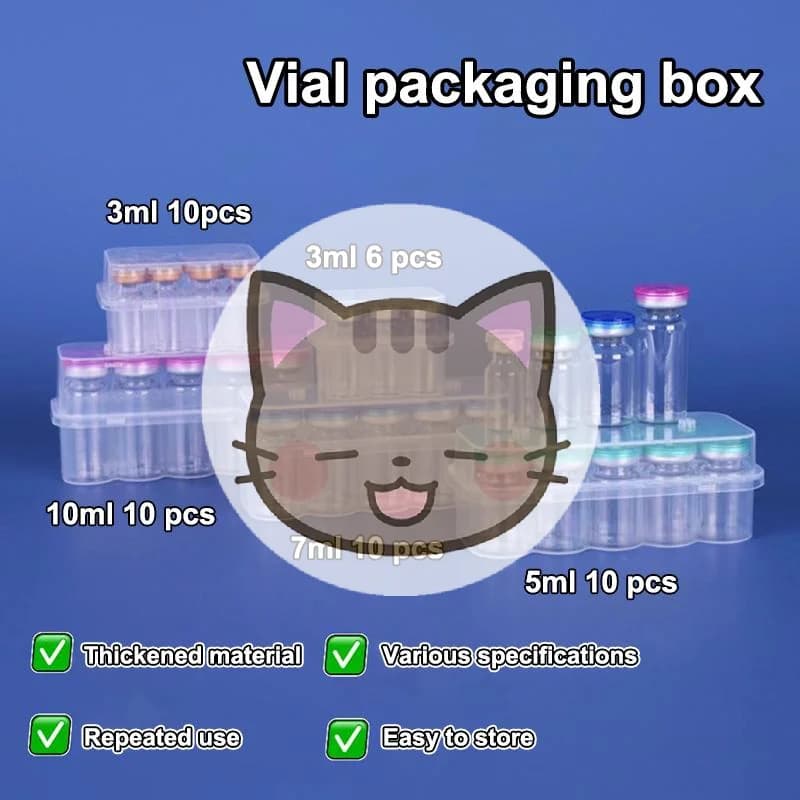 Set di 5 Contenitori Impilabili per Fiale da 3/5/7/10mL, Scatola in Plastica Trasparente per Microtubi, Accessori per Diabetici