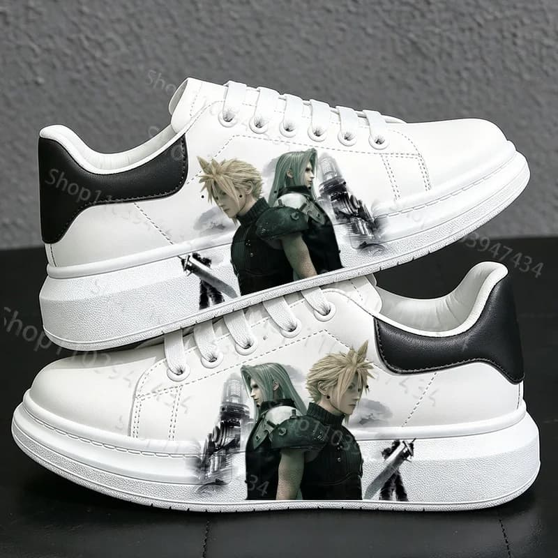 Popolari Scarpe Outdoor F-Final Fantasy per Uomo e Donna, Sneakers Morbide con Stampa Nera, Disponibili all'Ingrosso