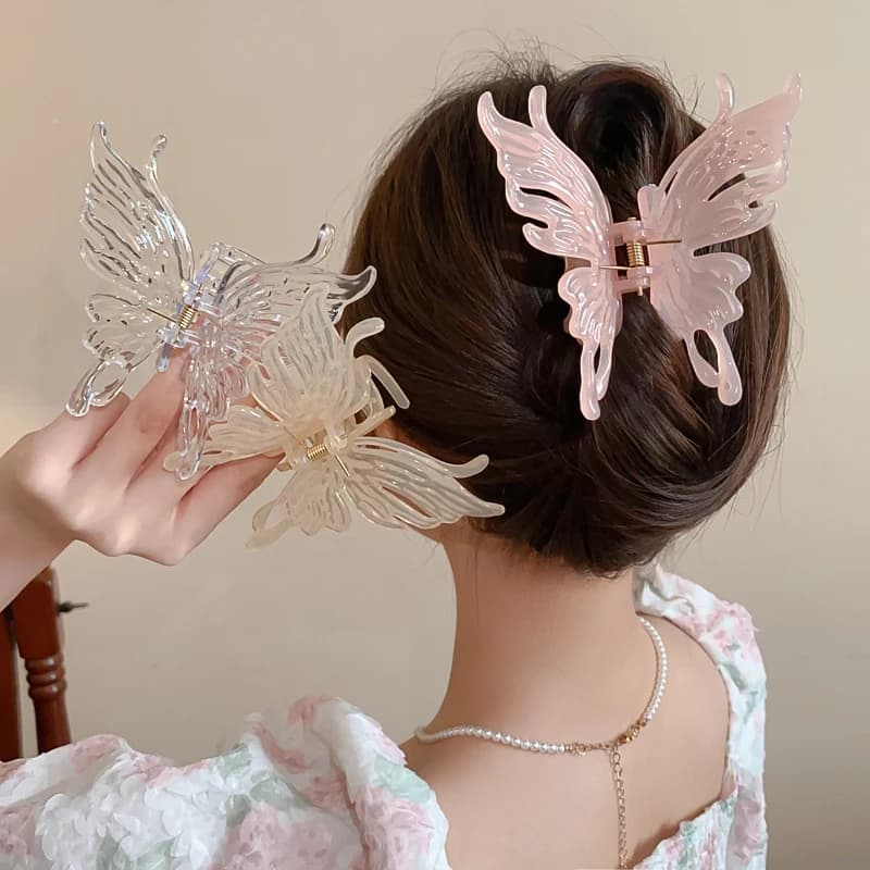 Artiglio per capelli a farfalla grande per accessori per capelli da donna Clip per artiglio di squalo in acetato dolce sul retro della testa Copricapo a forcina