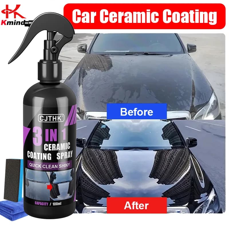 Spray liquido per rivestimento nano ceramico per auto 3 in 1, strato di cera per rivestimento idrofobico a cristallo rapido per agente lucidante per vernice pulito lucido