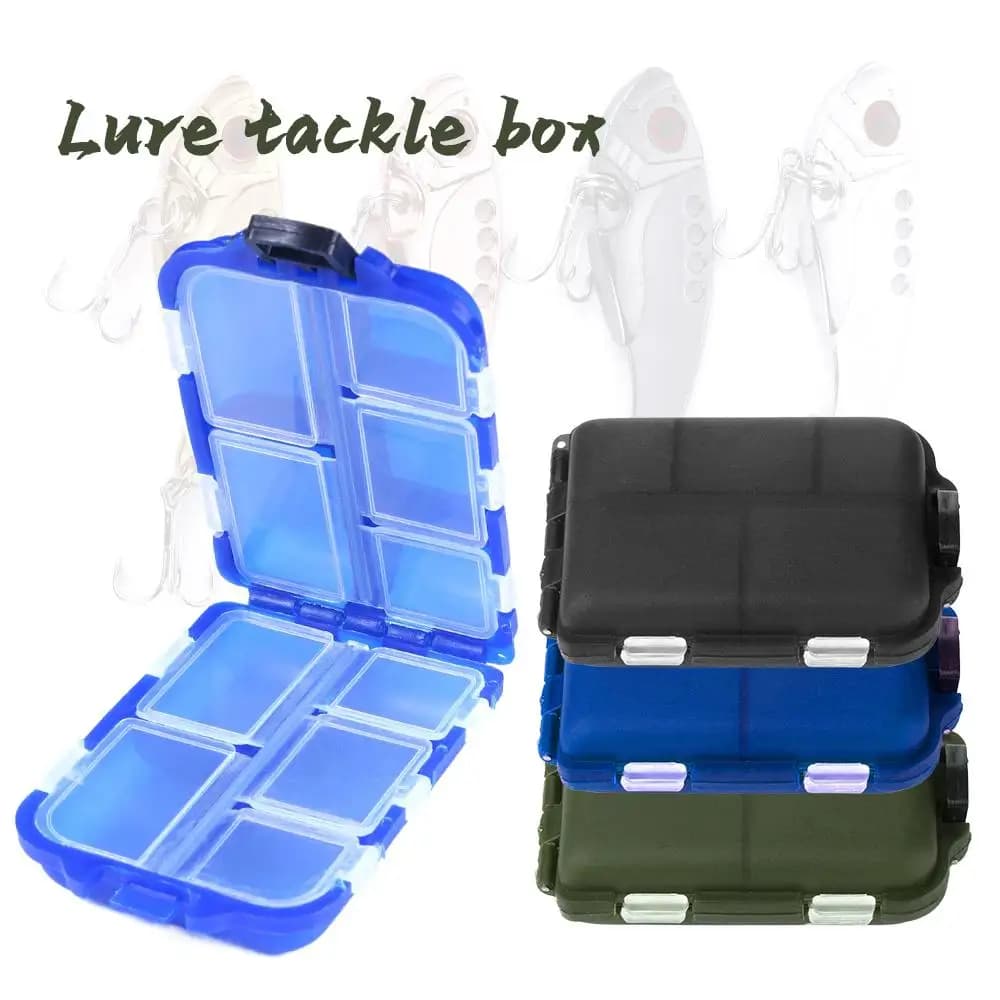 Fishing bait boxes with 10 compartments, bait case, waterproof tool case, hooks, accessories, trays, organizer E2D7