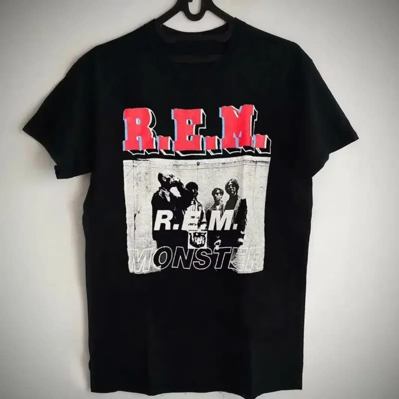 Vtg REM Band Monster 1995 Tour T-shirt in cotone nero taglia completa AP300