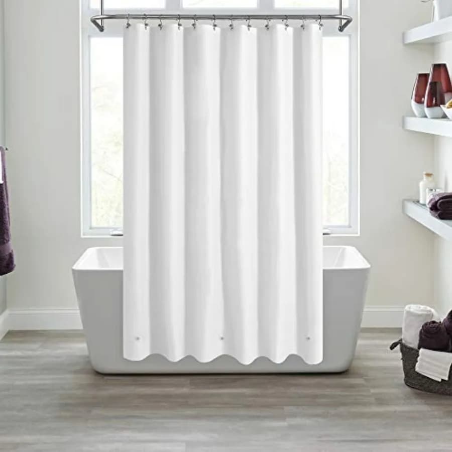 White Shower Curtain Liner with 3 Magnets, 72x72 Premium Flexible Sturdy Plastic Shower Curtain for Bathroom Lightweight and Wa