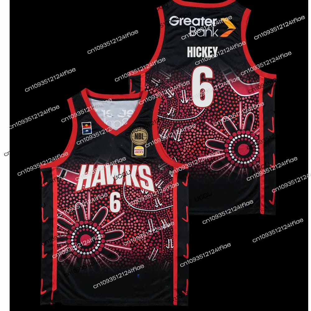 Maglia Aborigena Illawarra Hawks 25/26 William Hickey N. Maglia da basket australiana da uomo, singlet sportivo da basket (6 pezzi)