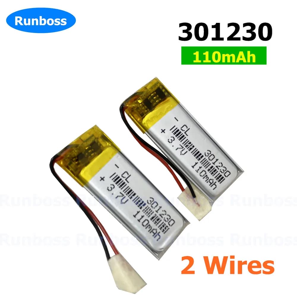 1-10pcs 3.7V 110mAh 301230 Lithium Polymer Li-Po For Nice Nano" or Wireless Keyboard,Bluetooth Earphones,Hearing Aids,3D Glasses