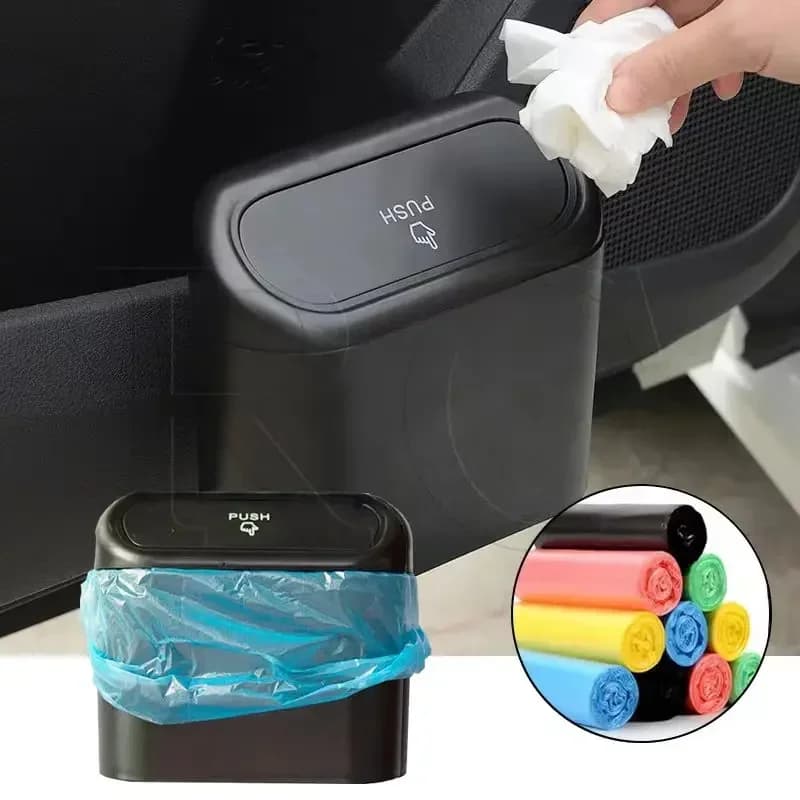 Universal Organizer Car Clamshell cestino della spazzatura Hanging Vehicle Garbage Dust Case Storage Box Black ABS Square Pressing cestino