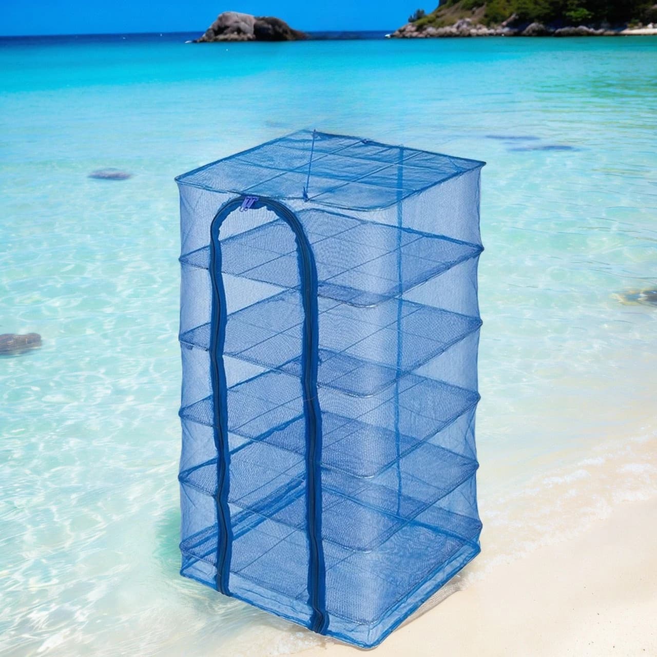 Gabbia di asciugatura antimosche per pesci o verdure Grande rete di asciugatura pieghevole per uso domestico o in mercato Accessori per la pesca Strumenti