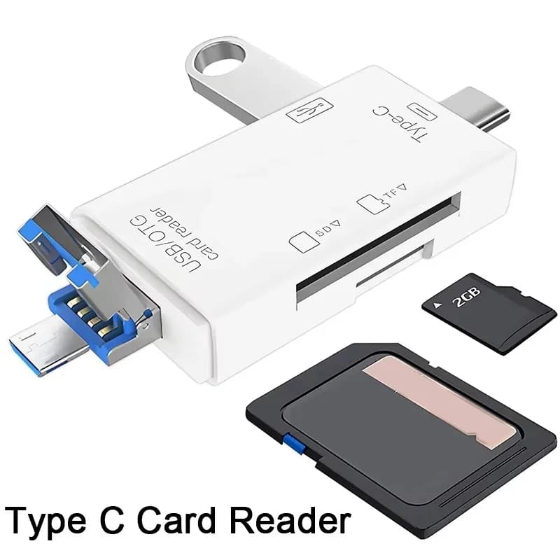1/2/3/4Pcs Multifunction 6 In 1 OTG SD Card Reader Adapter 5Gbps USB 2.0 Type-C/TF/SD Memory Card Smart Cardreader