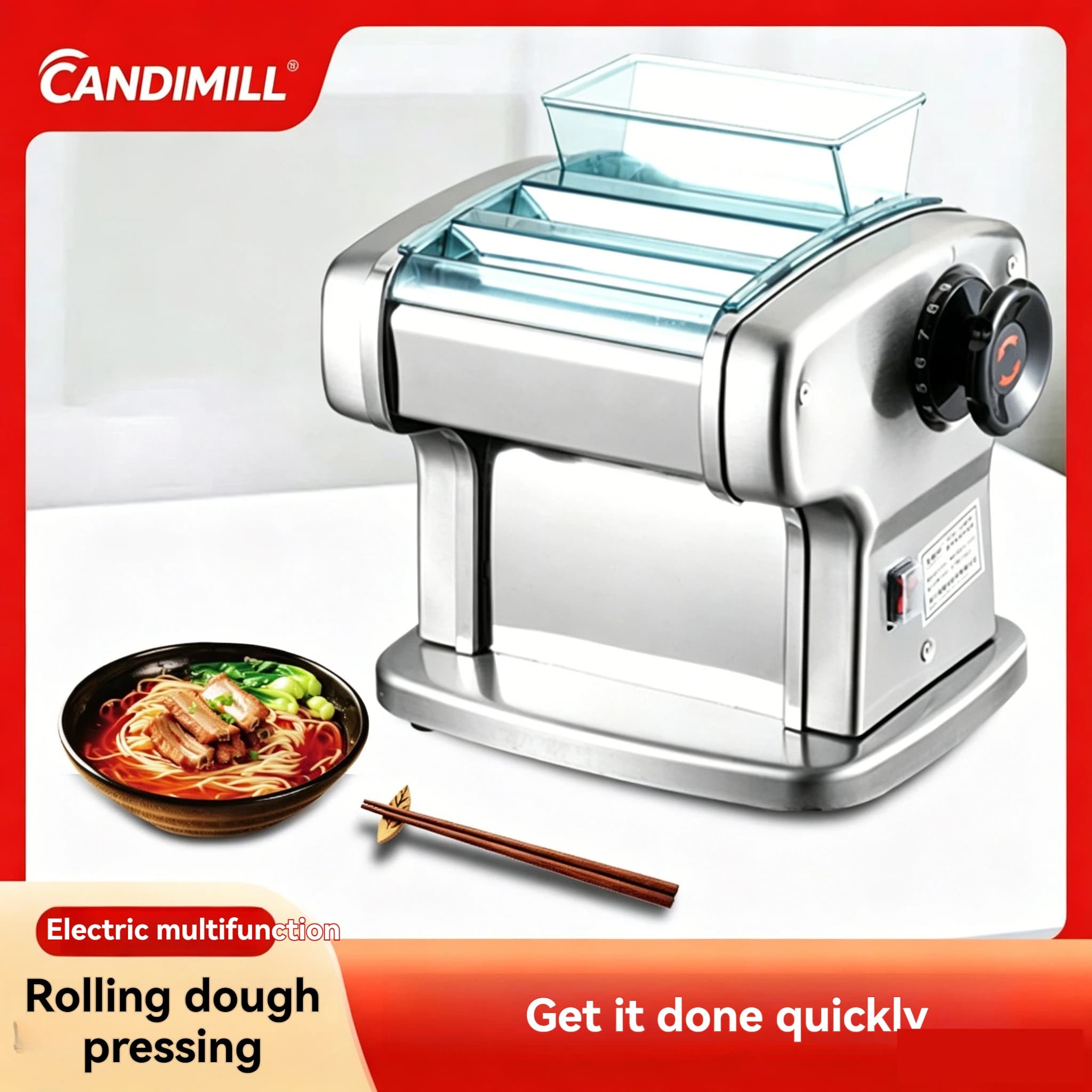 Mini Automatic Electric Noodle Press Machine Stainless Steel Multifunction Dough Rolling Home Commercial Pasta Maker