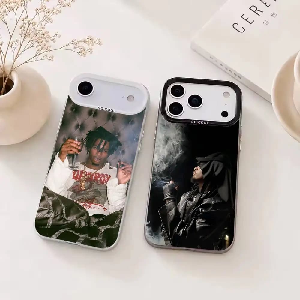 Playboi C-Carti Rapper Colored Silver Phone Case For iPhone 17 16 15 14 13 12 11 Pro Max Plus