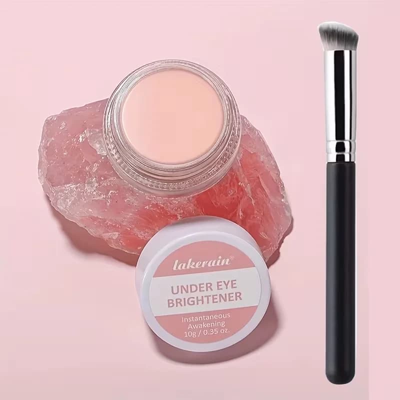 Under Eye Brightener Cream Concealer With Makeup Brush,Covers Dark Circles Lightweight Eye Brightening Makeup For Under‑Eye Area