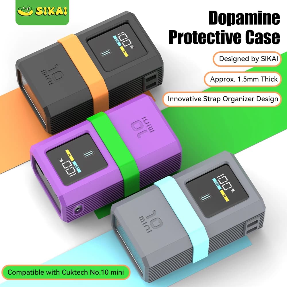 Custodia in silicone Sikai per mini Power Bank CUKTECH 10 con cinturino anti-perdita e organizer per cavi per ricarica rapida