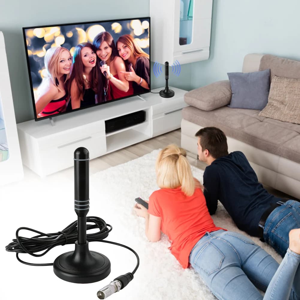 Digital TV antenna with Coaxial cable 300cm for Interior and Exterior, Digital antenna HD Freeview DVB-T DVB-T2 DAB Plug and Play for Smart TV