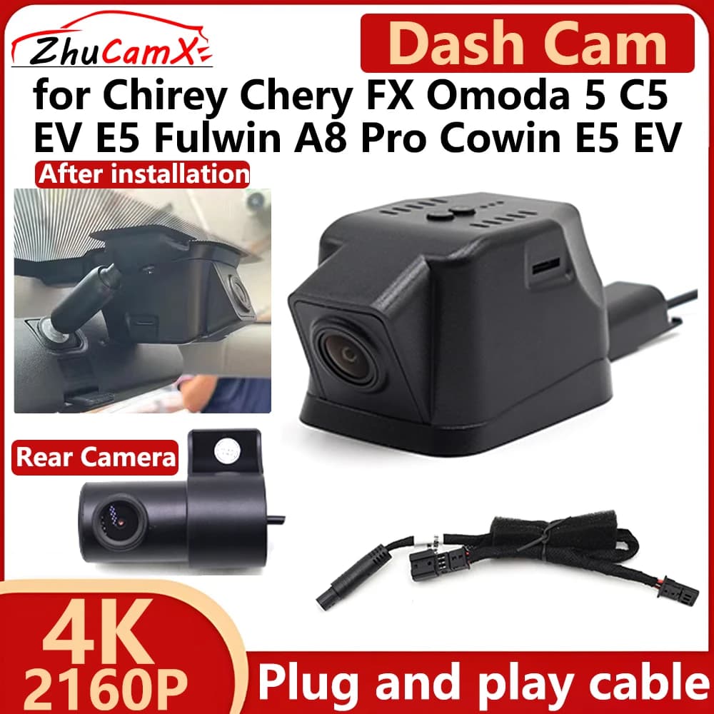 ZhuCamX for Chirey Chery FX Omoda 5 C5 EV E5 Fulwin A8 Pro Cowin E5 EV 4K 2160P Auto DVR Dash Cam Night Vision Recorder Camera
