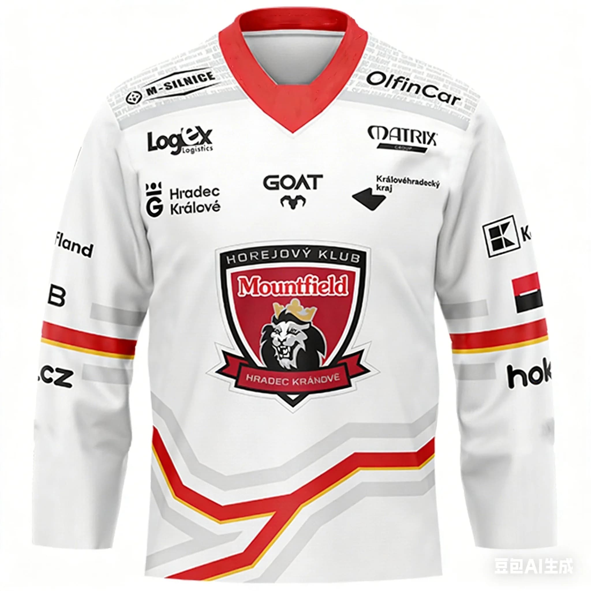New Czech Hockey Knit 2026 ELH Mountfield HK with 3D Printing, Long Sleeve, Fast Drying, Men's/Unisex Hockey Jersey for Fans