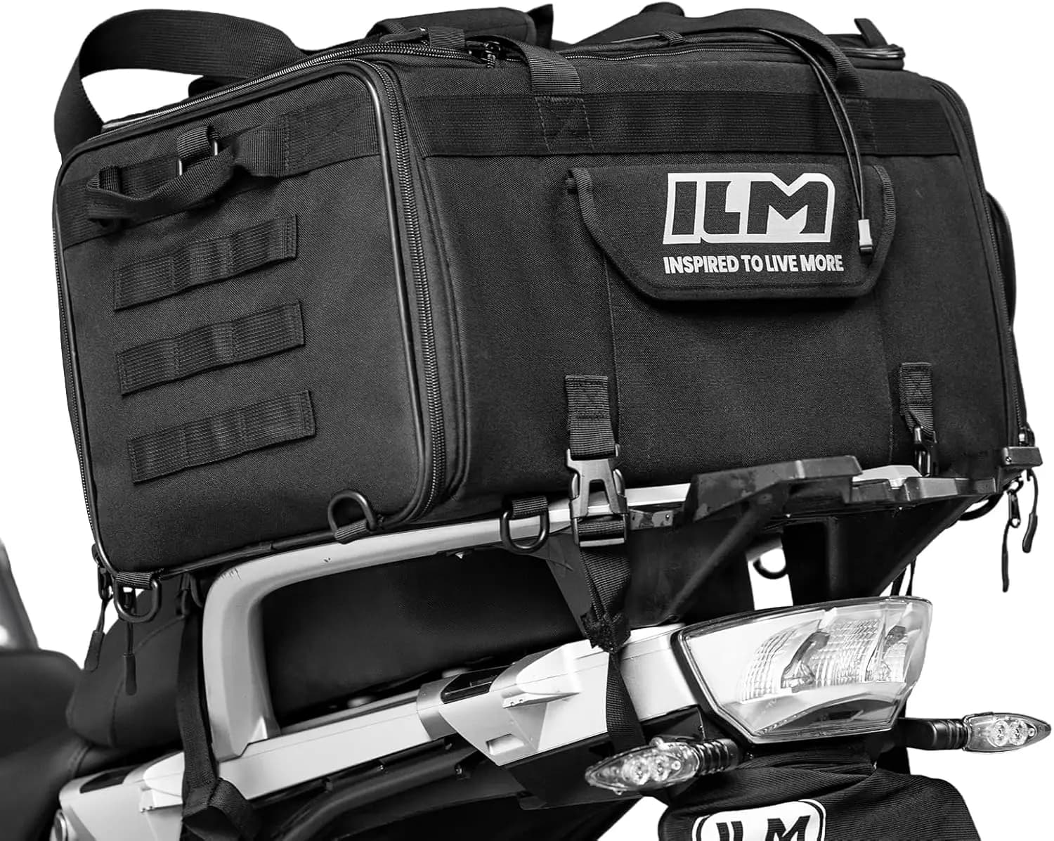 Borsa da moto espandibile 50-70L, impermeabile con copertura antipioggia, in tessuto Oxford 600D resistente, zaino e borsa a tracolla