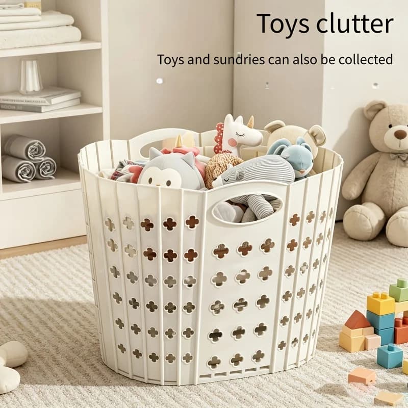 Large Capacity Foldable Dirty Laundry Basket/Bin - Heavy-Duty Plastic Oversized Clothes Storage Box with Handle, Modern Space-Saving Design Perfect for Home Use, Durable and Easy to Organize (Foldable for Easy Storage)