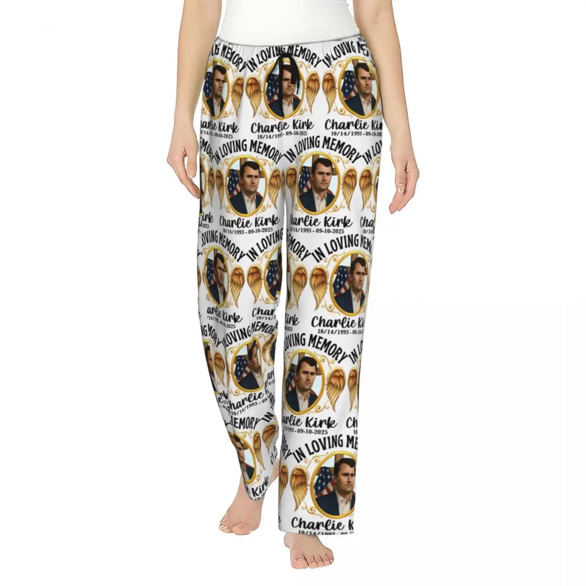 Ladies Pyjama Pants Charlie Kirk In Memory Patriot USA Lounge Pants with Pockets Pajama Bottoms Home