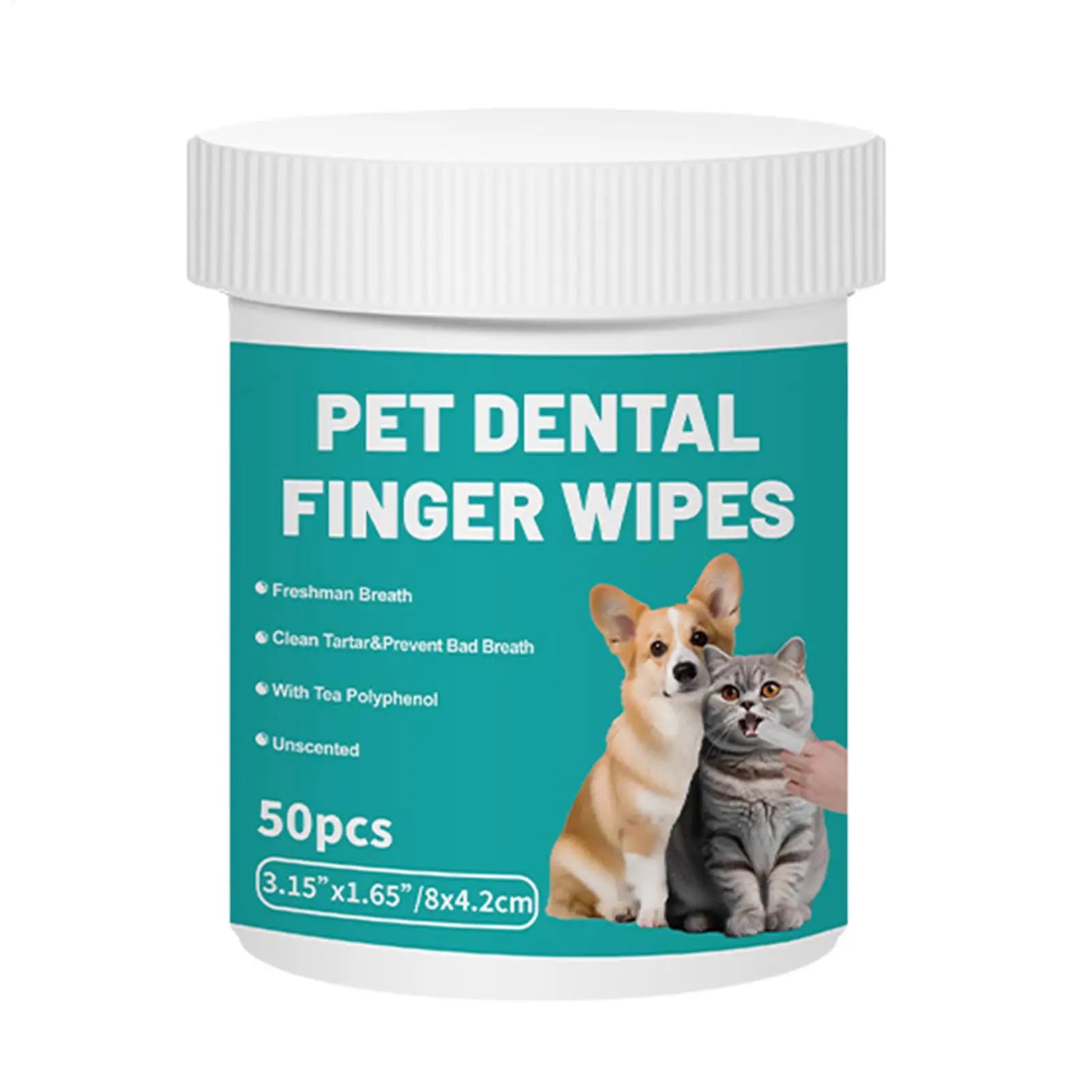 Salviette per la Cura dei Denti dei Cani, 50 Pezzi, Salviette per la Pulizia dei Denti degli Animali Domestici, per Cani e Gatti, Contro l'Alito Cattivo, per Campeggio e Post-Trattamento