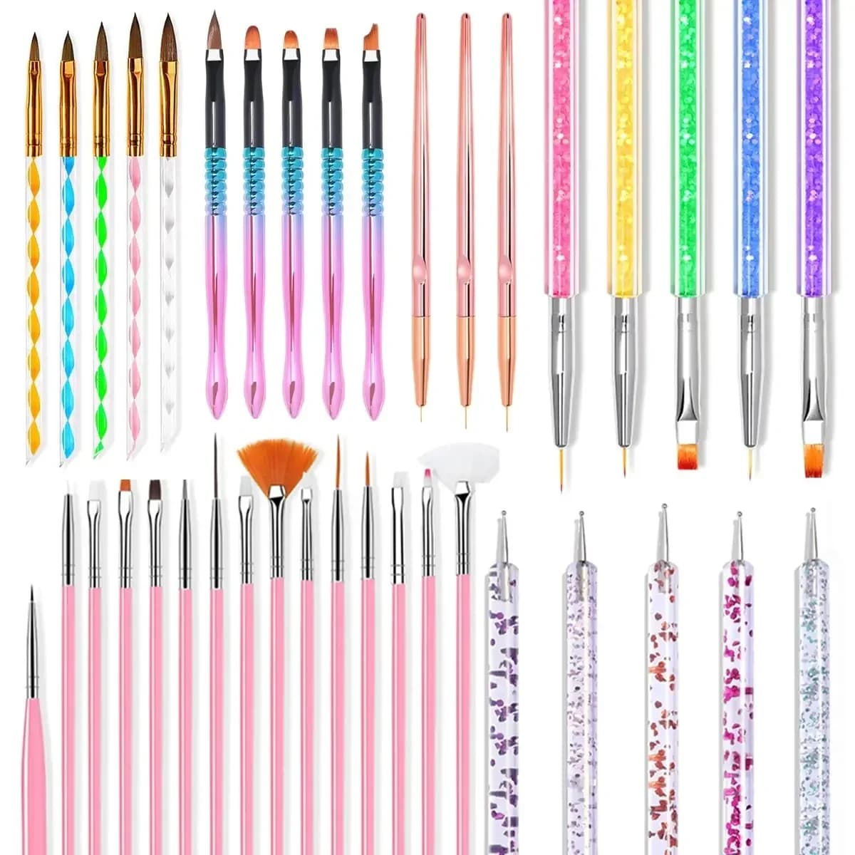 5/20Pcs Nail Art Brush Design Tip Painting Drawing Carving Professional Nail Brushes Set Nail Art Manicure Tools