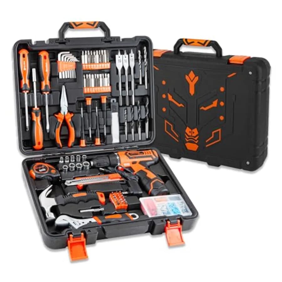 Kit combinato di elettroutensili con trapano a batteria da 12V, set di attrezzi professionali per la casa, kit di attrezzi manuali fai-da-te per il giardino